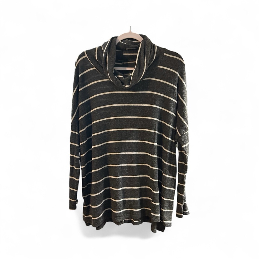 Papermoon Charcoal and Light Gray Striped Top